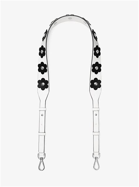 michael kors leather flower guitar strap|Floral Appliqué Leather Shoulder Strap .